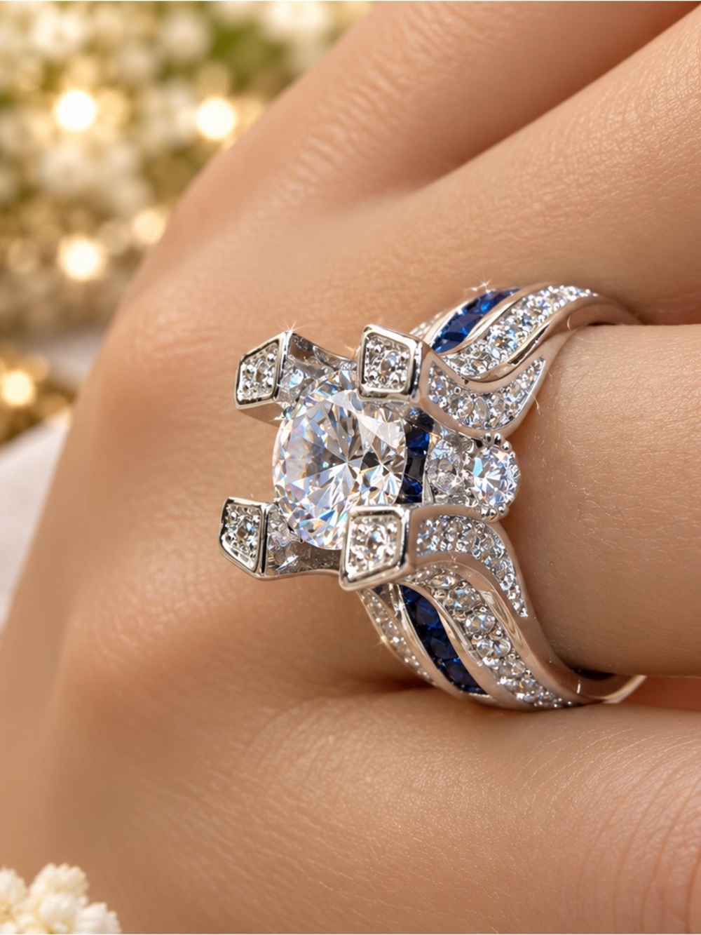 Beautiful Round Cut Stainless Steel  AAA CZ  Ring Women's  8